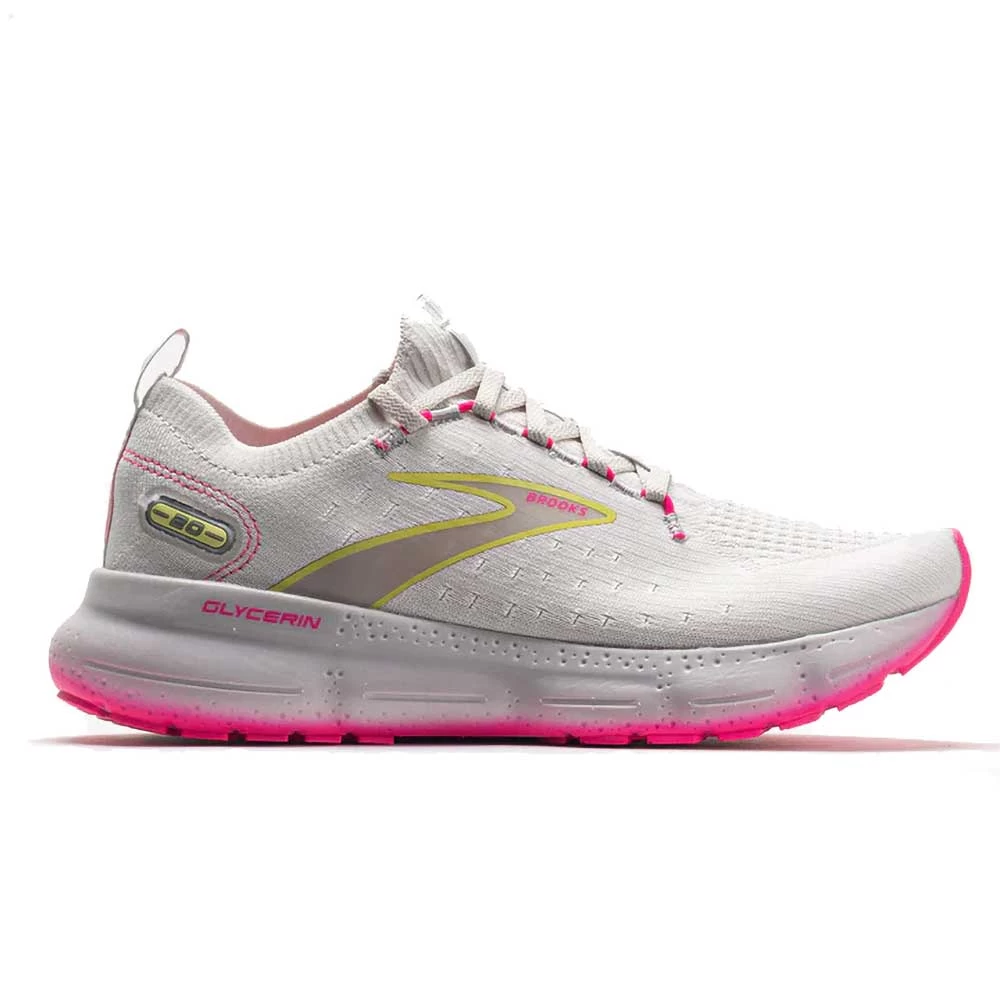 BROOKS Women's Glycerin StealthFit 20 Running Shoe - Grey/Yellow/Pink - Regular (B)