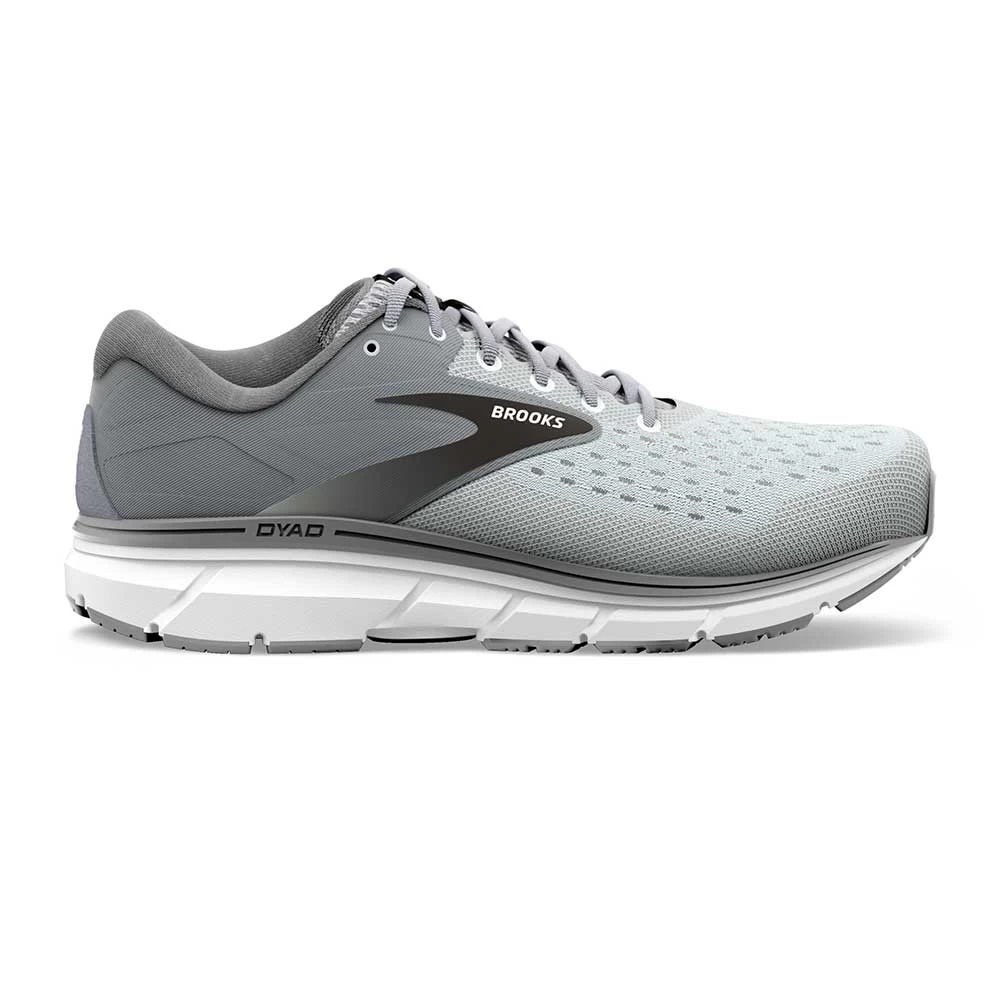 BROOKS Men's Dyad 11 Running Shoe - Grey/Black/White - Extra Wide (4E)