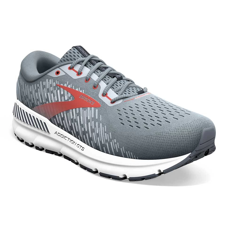 BROOKS Men's Addiction GTS 15 Running Shoe- Grey/Ebony/Chili Oil - Wide (2E) - Image 3