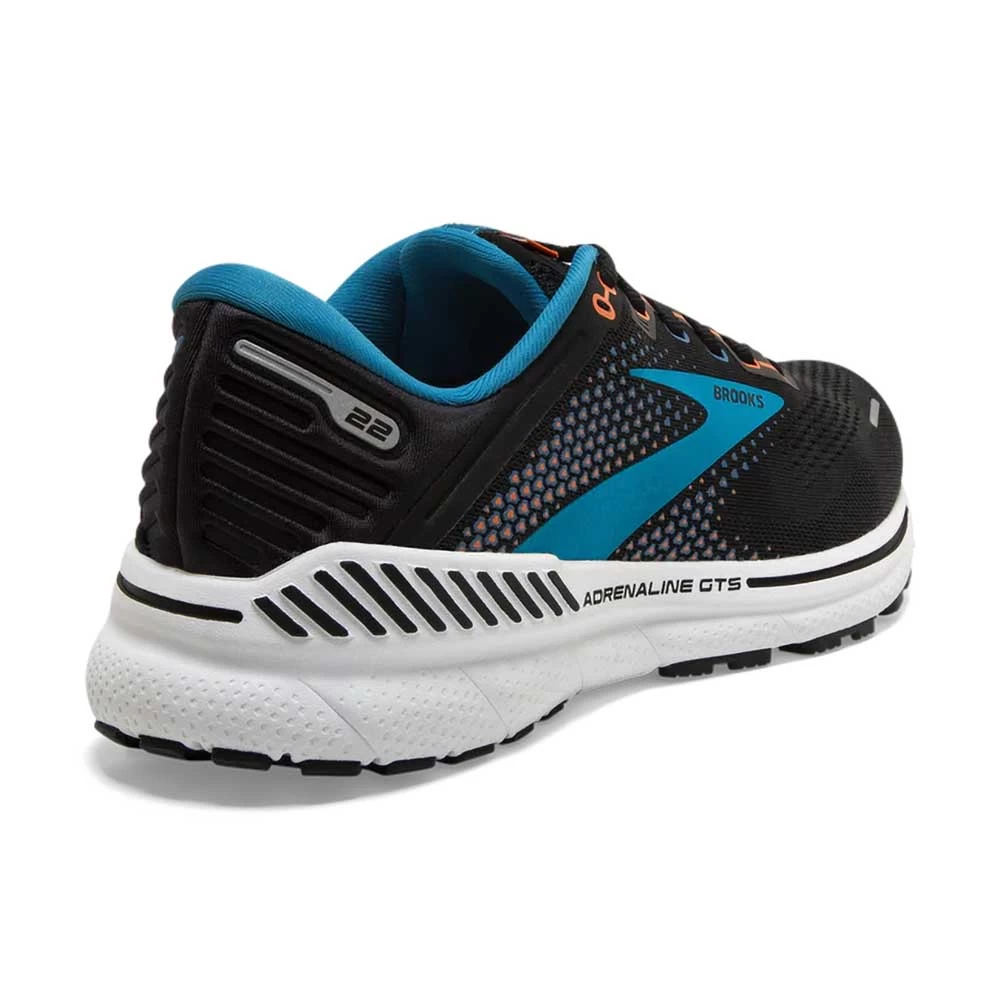 BROOKS Men's Adrenaline GTS 22 Running Shoe - Black/Blue/Orange- Regular (D) - Image 3