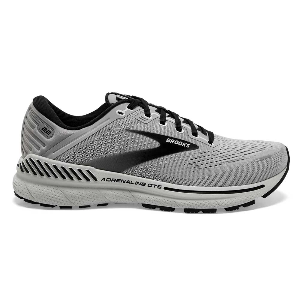 BROOKS Men's Adrenaline GTS 22 Running Shoe - Alloy/Grey/Black- Narrow (B)