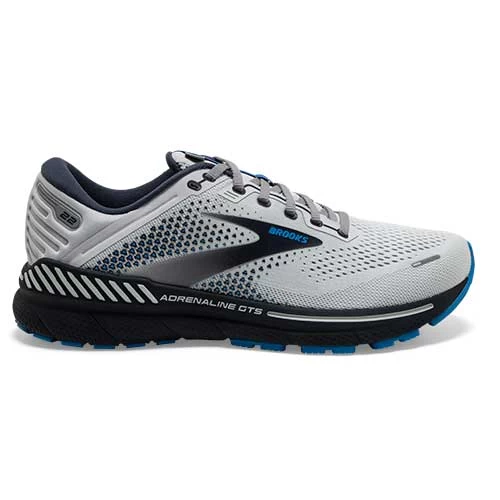 BROOKS Men's Adrenaline GTS 22 Running Shoe- Oyster/India Ink/Blue - Wide (2E)