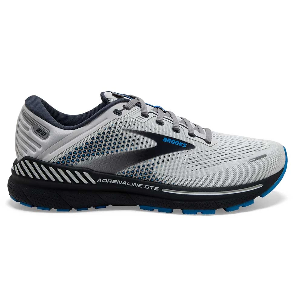 BROOKS Men's Adrenaline GTS 22 Running Shoe- Oyster/India Ink/Blue- Regular (D)