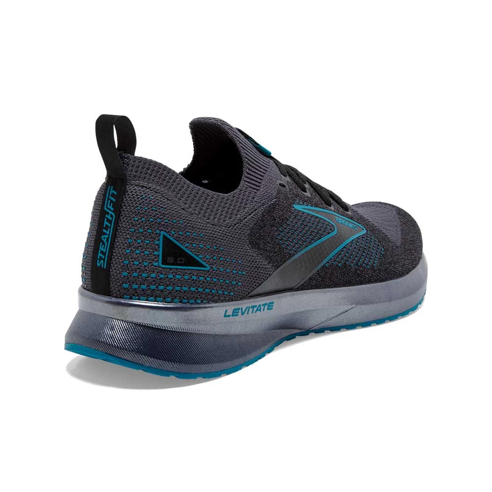 BROOKS Men's Levitate StealthFit 5 Running Shoe- Black/Ebony/Crystal Teal- Regular (D) - Image 4