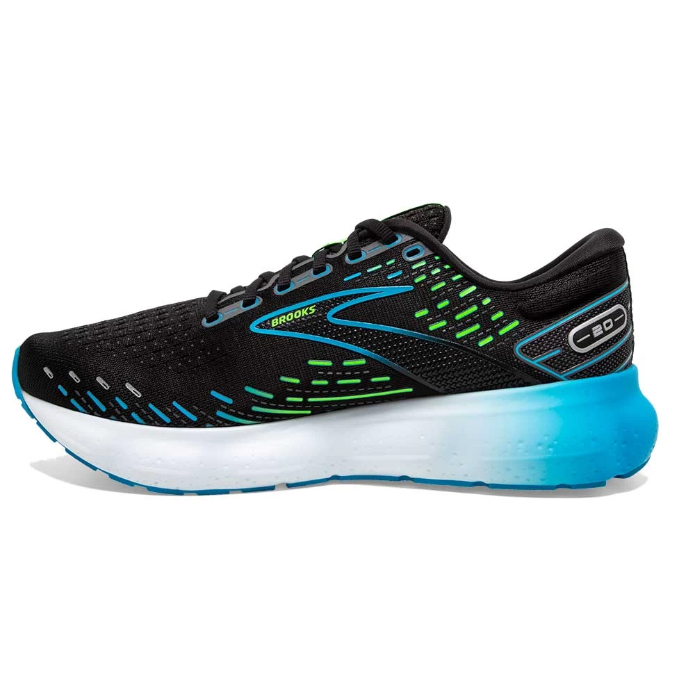 BROOKS Men's Glycerin 20 Running Shoe- Black/Hawaiian Ocean/Green - Regular (D) - Image 4
