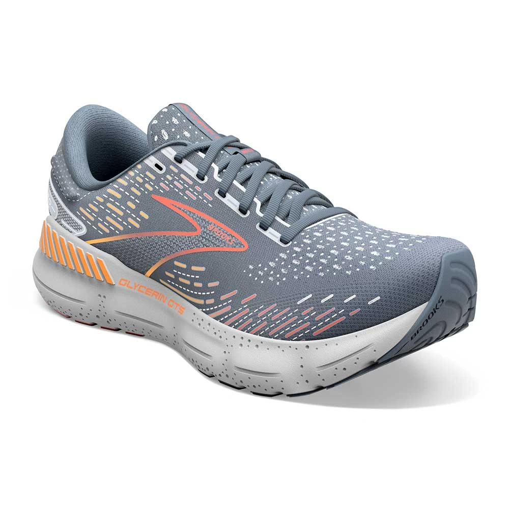 BROOKS Men's Glycerin GTS 20 Running Shoe - Grey/Chili Oil/Orange - Regular (D) - Image 3