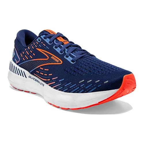 BROOKS Men's Glycerin GTS 20 Running Shoe - Blue Depths/Palace Blue/Orange - Wide (2E) - Image 3