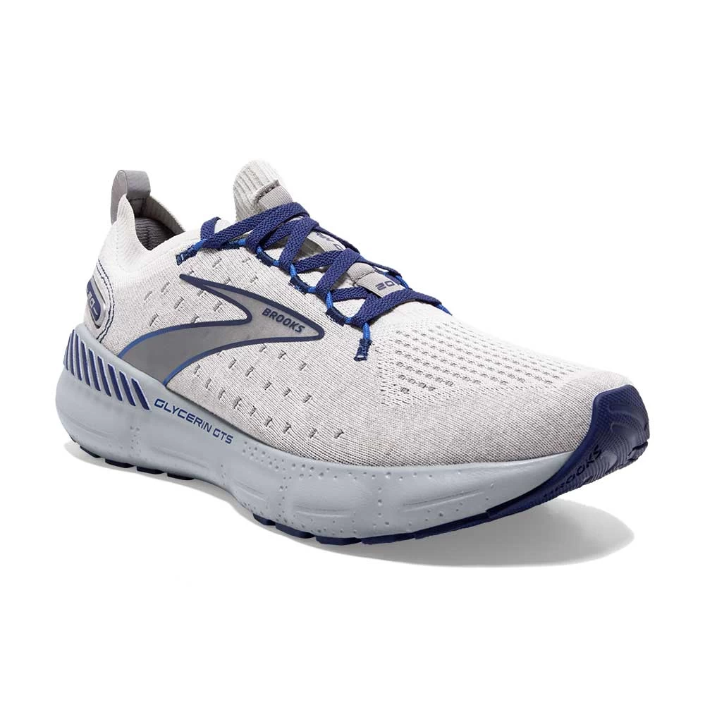 BROOKS Men's Glycerin StealthFit GTS 20 Running Shoe- Oyster/Alloy/Blue Depths- Regular (D) - Image 2