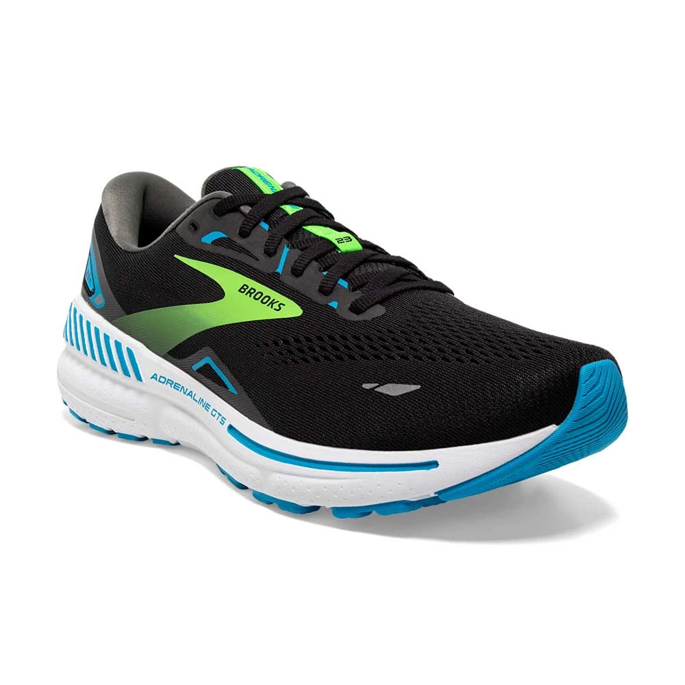 BROOKS Men's Adrenaline GTS 23 Running Shoe- Black/Hawaiian Ocean/Green- Wide (2E) - Image 2