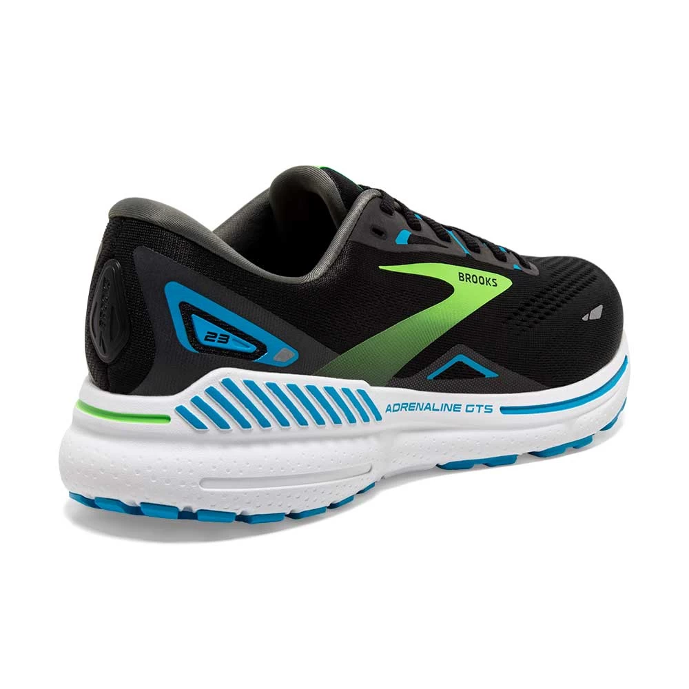 BROOKS Men's Adrenaline GTS 23 Running Shoe- Black/Hawaiian Ocean/Green- Wide (2E) - Image 4