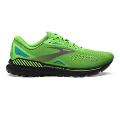 BROOKS Men's Adrenaline GTS 23 Running Shoe - Green Gecko/Grey/Atomic Blue- Wide (2E)