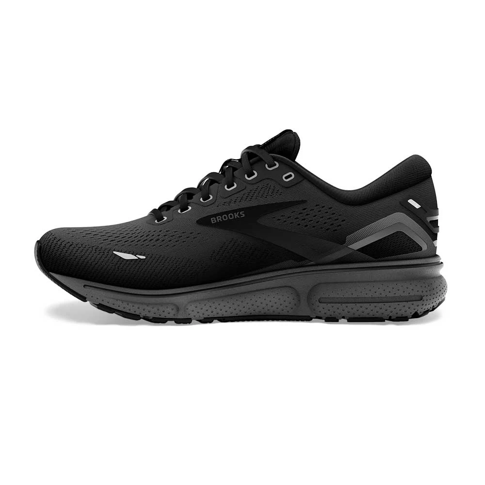 BROOKS Men's Ghost 15 Running Shoe - Black/Black/Ebony- Wide (2E) - Image 5