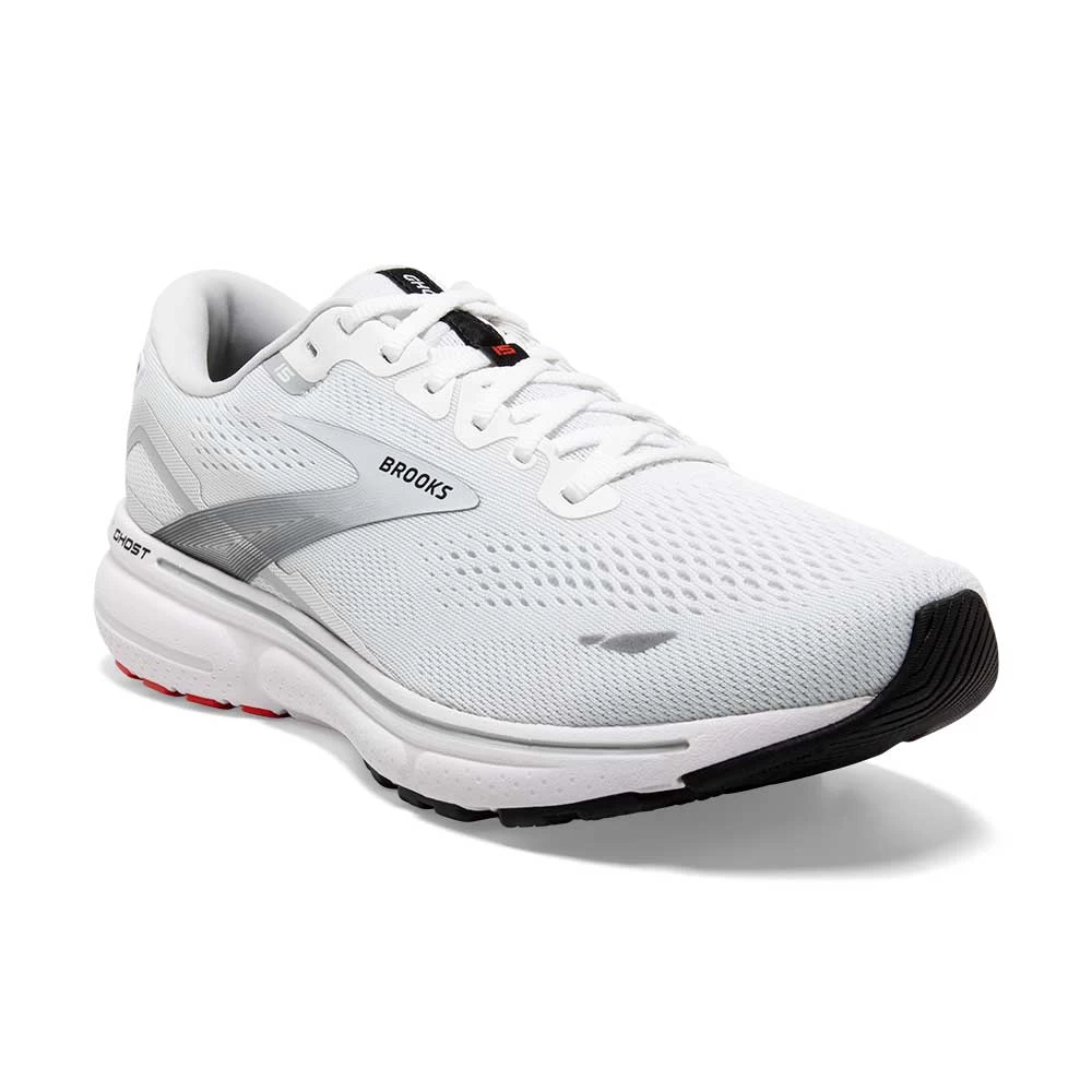 BROOKS Men's Ghost 15 Running Shoe- White/Black/Flame - Image 2