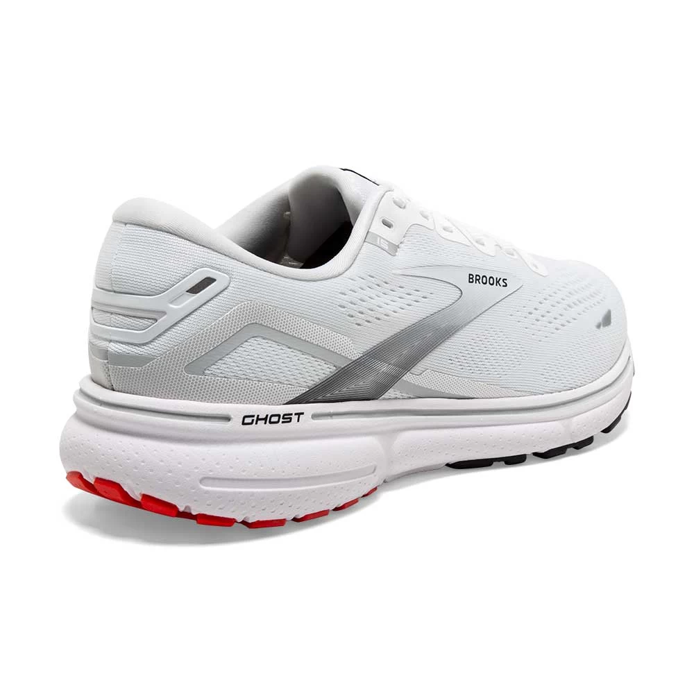 BROOKS Men's Ghost 15 Running Shoe- White/Black/Flame - Image 4
