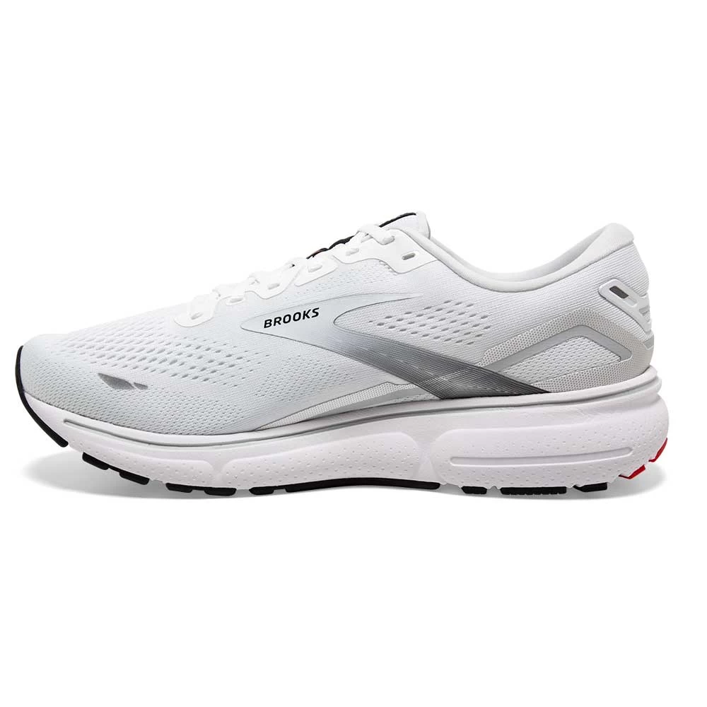BROOKS Men's Ghost 15 Running Shoe- White/Black/Flame - Image 5