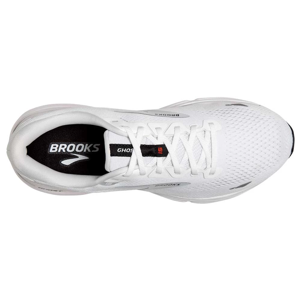 BROOKS Men's Ghost 15 Running Shoe- White/Black/Flame - Image 6
