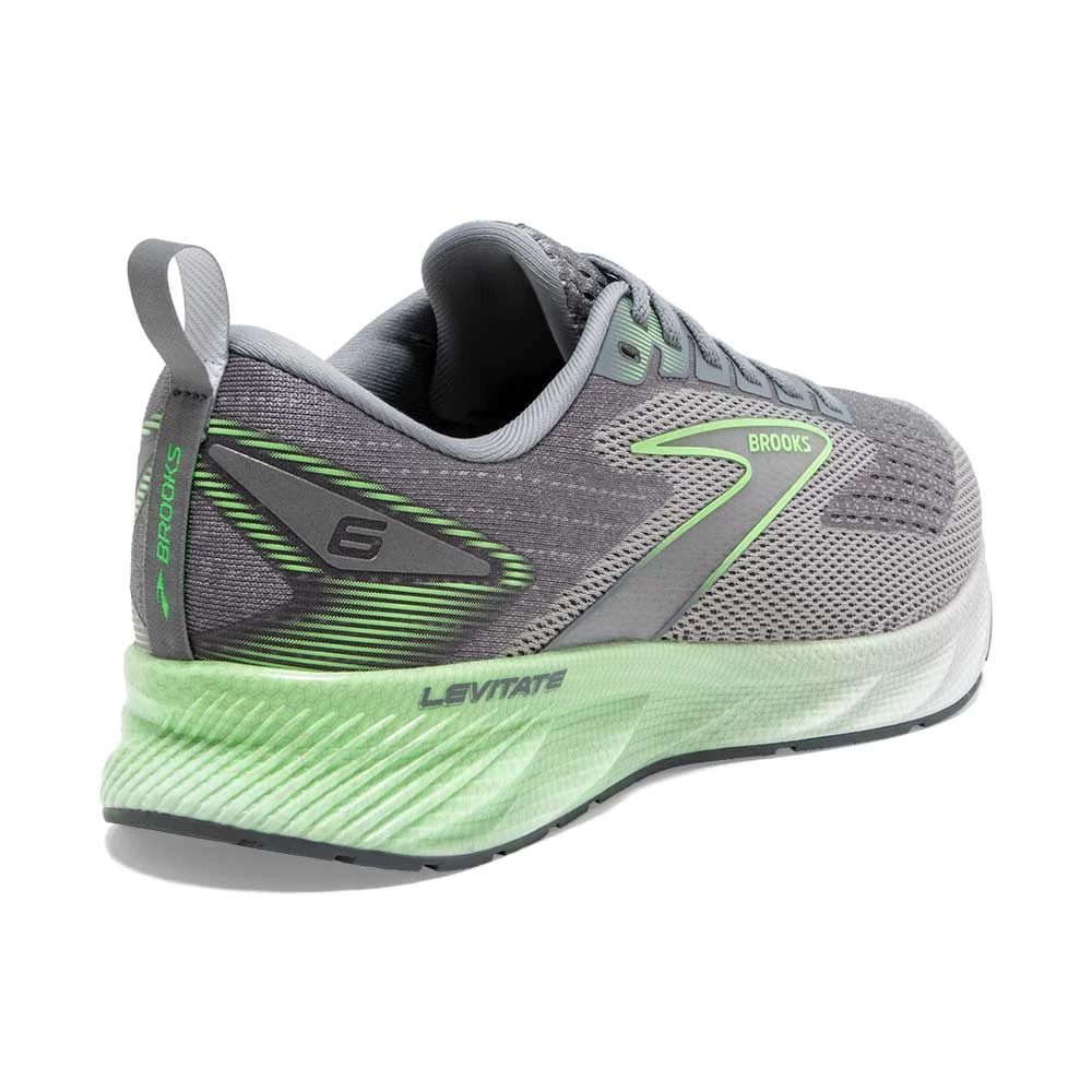 BROOKS Men's Levitate 6 Running Shoe- Primer Grey/Neon Green- Regular (D) - Image 3