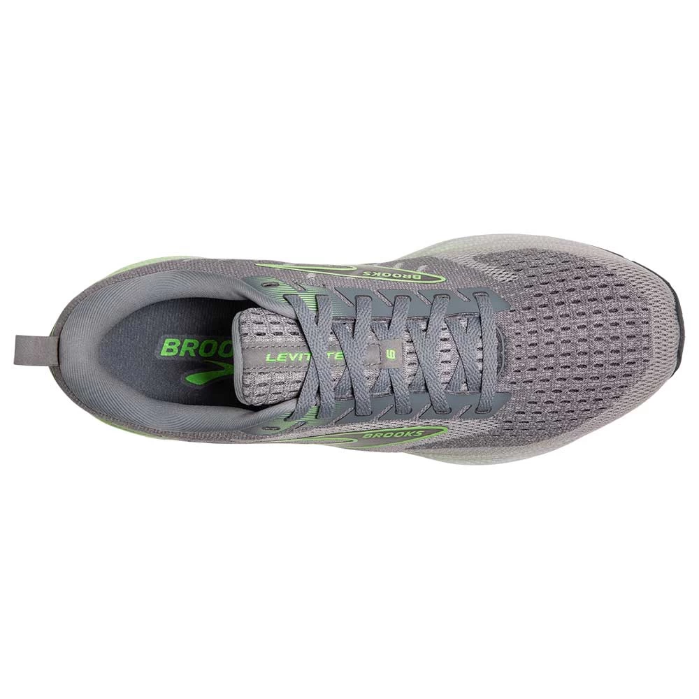 BROOKS Men's Levitate 6 Running Shoe- Primer Grey/Neon Green- Regular (D) - Image 5