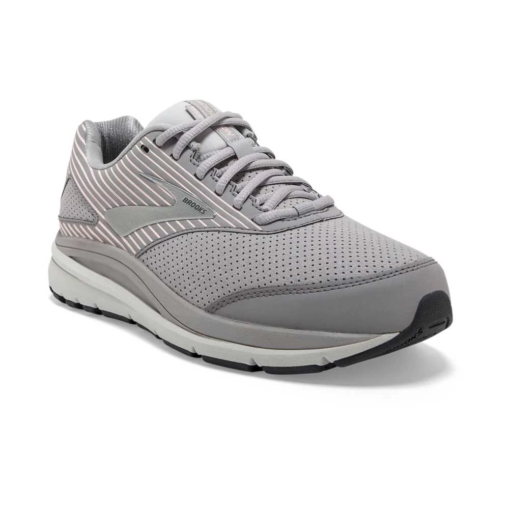 BROOKS Women's Addiction Walker Suede - Alloy/Oyster/Peach- Wide (D) - Image 2