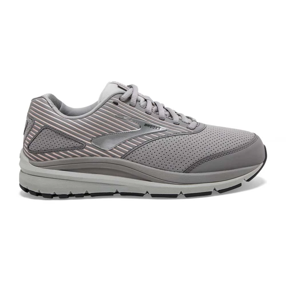 BROOKS Women's Addiction Walker Suede - Alloy/Oyster/Peach- Wide (D)