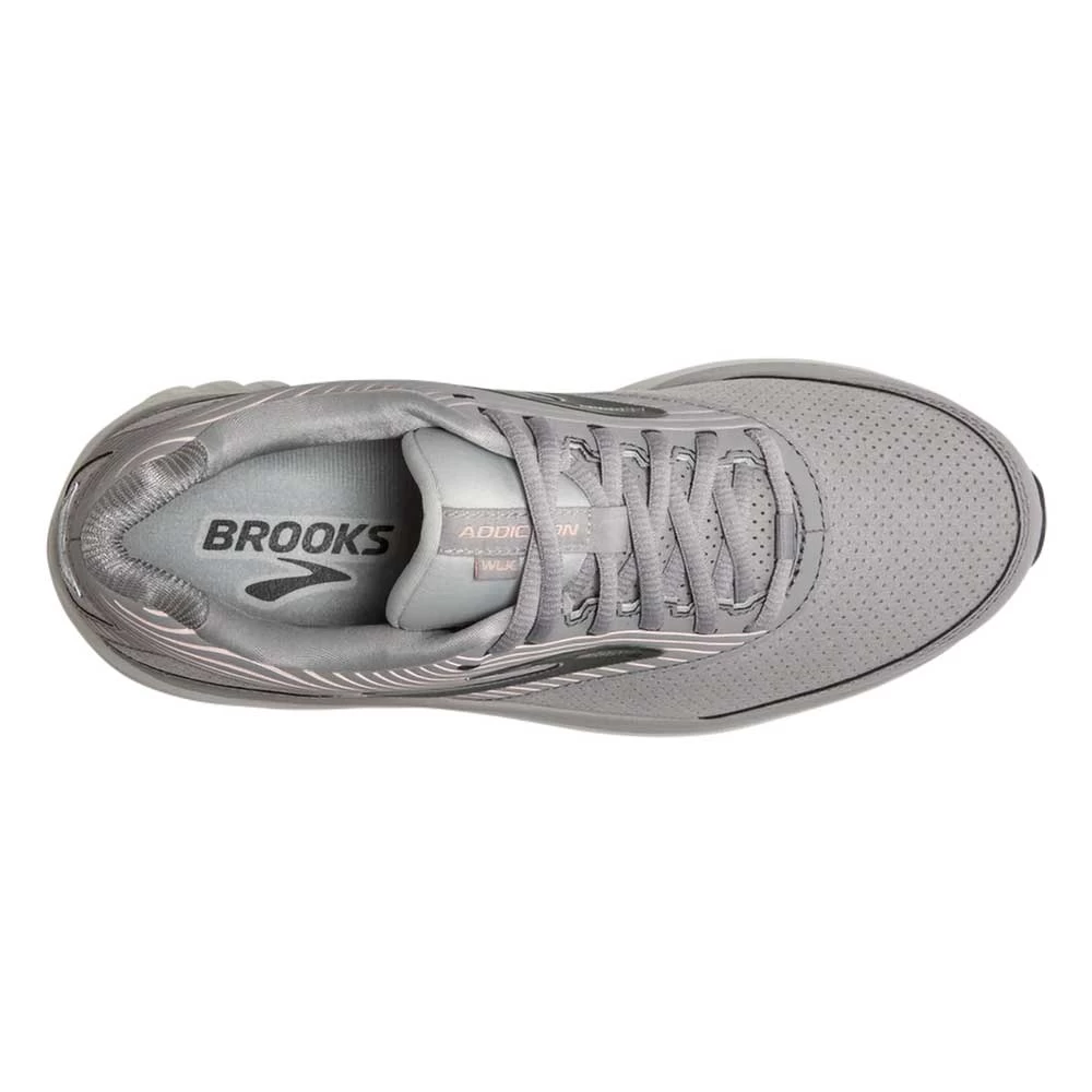 BROOKS Women's Addiction Walker Suede - Alloy/Oyster/Peach- Wide (D) - Image 5