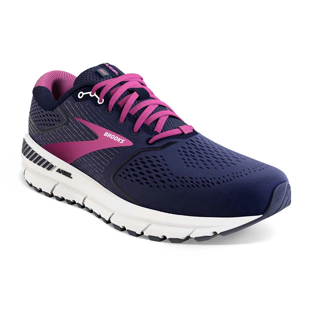 BROOKS Women's Ariel 20 Running Shoe- Peacoat/Vivid Viola/White - Wide (D) - Image 3