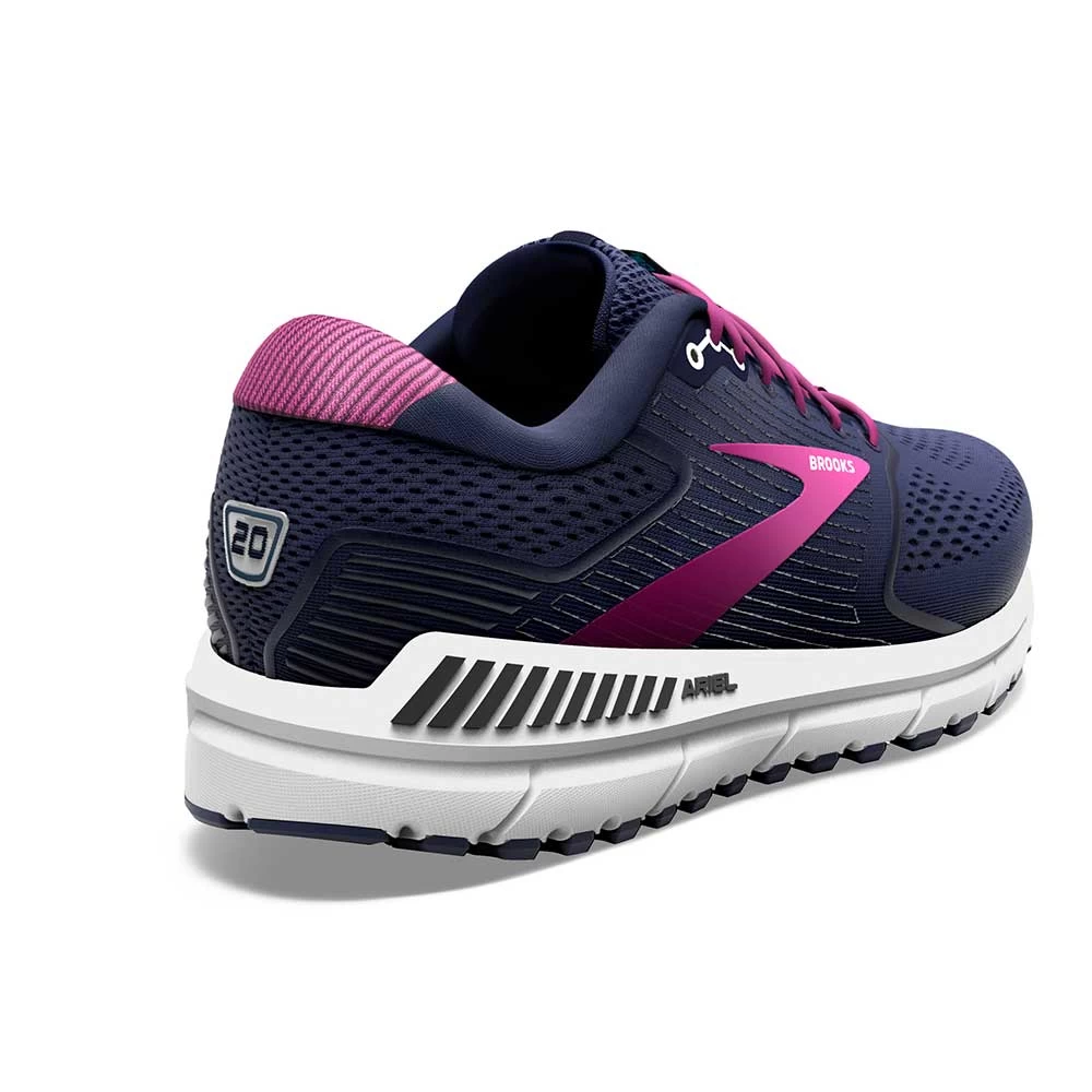 BROOKS Women's Ariel 20 Running Shoe- Peacoat/Vivid Viola/White - Wide (D) - Image 4