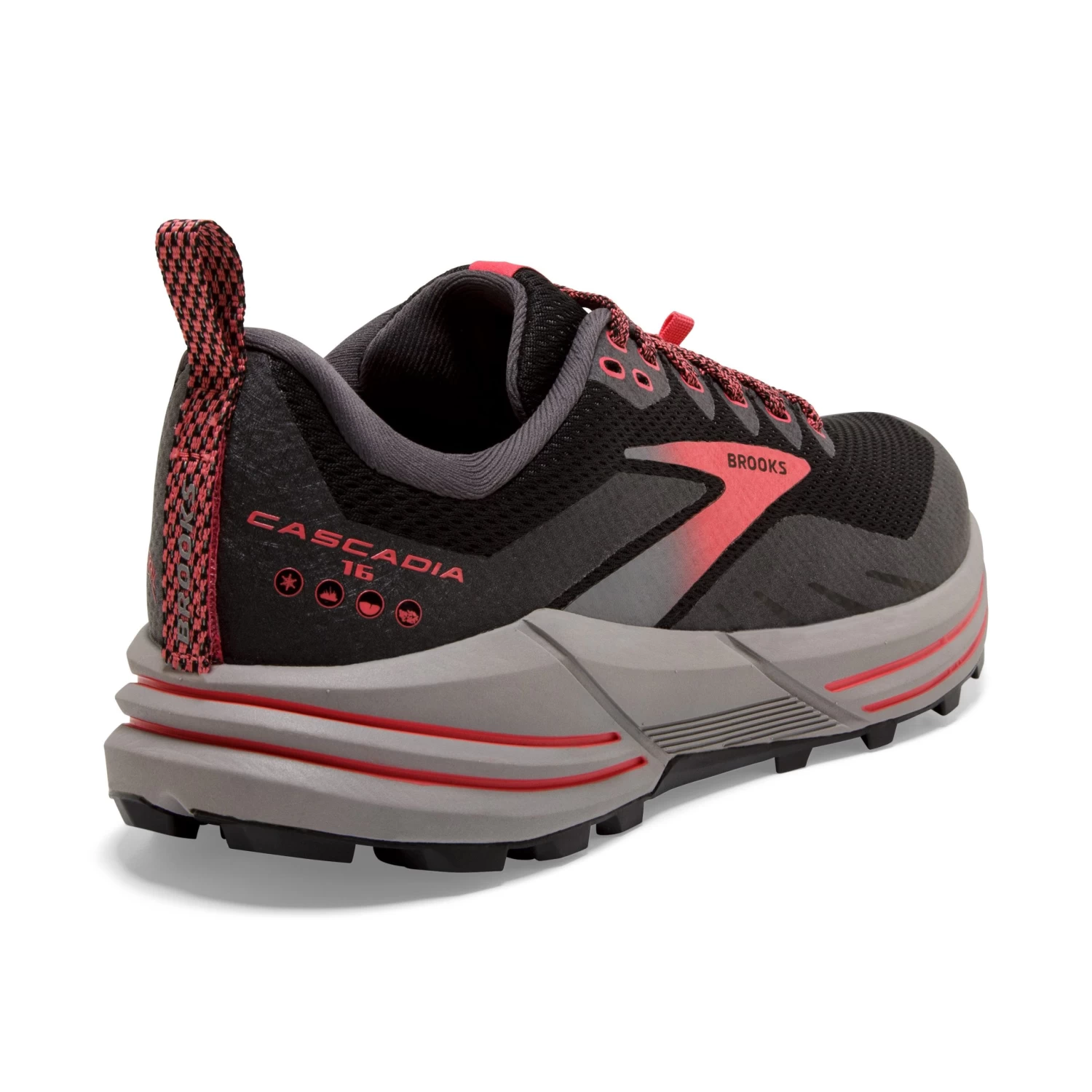 BROOKS Women's Cascadia 16 GoreTEX Trail Running Shoe - Black/Blackened Pearl/Coral - Regular (B) - Image 4
