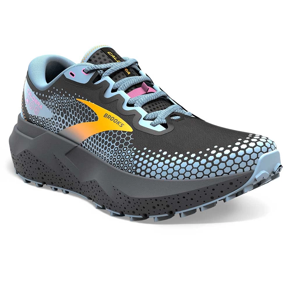BROOKS Women's Caldera 6 Trail Shoe - Black/Blue/Yellow- Regular (B) - Image 2