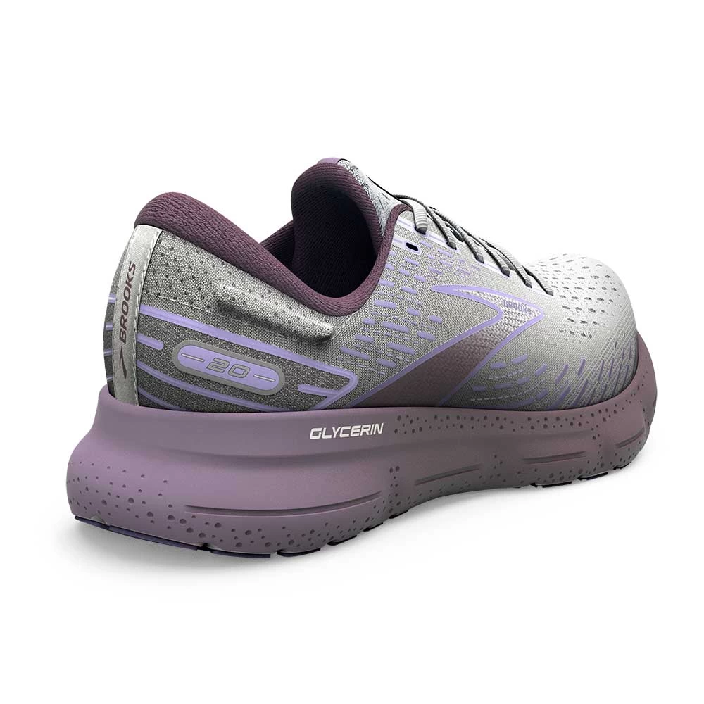 BROOKS Women's Glycerin 20 Running Shoe- White/Orchid/Lavender - Regular (B) - Image 4