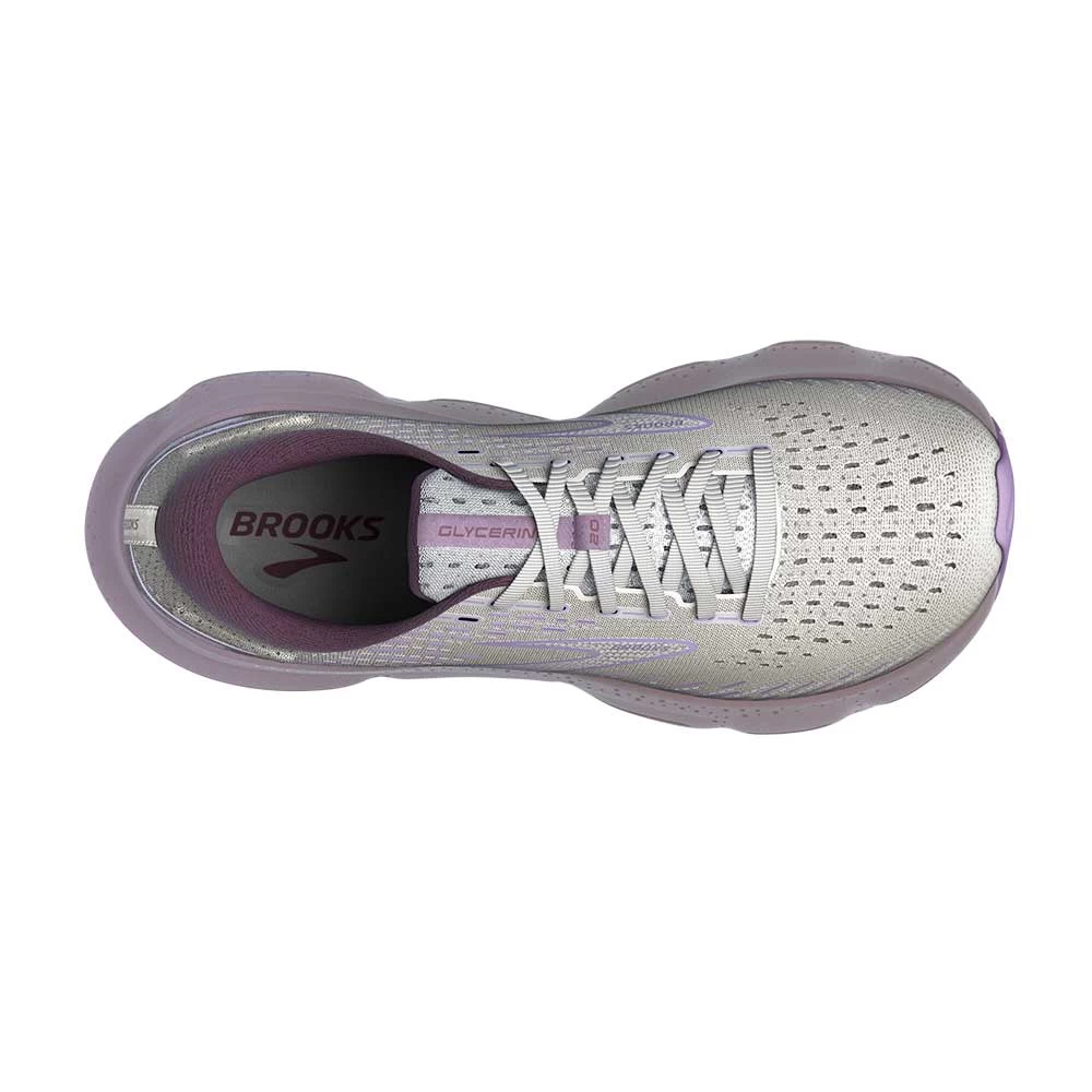BROOKS Women's Glycerin 20 Running Shoe- White/Orchid/Lavender - Regular (B) - Image 6