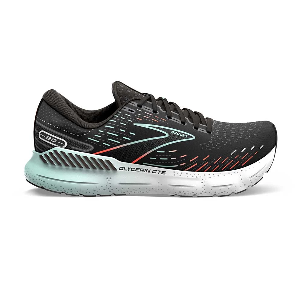 BROOKS Women's Glycerin GTS 20 Running Shoe - Black/Red/Opal - Regular (B)
