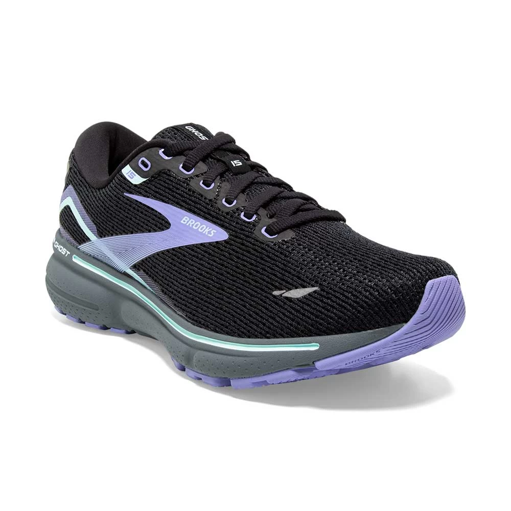 BROOKS Women's Ghost 15 Running Shoe- Black/Jacaranda/Salt- Regular (B) - Image 2