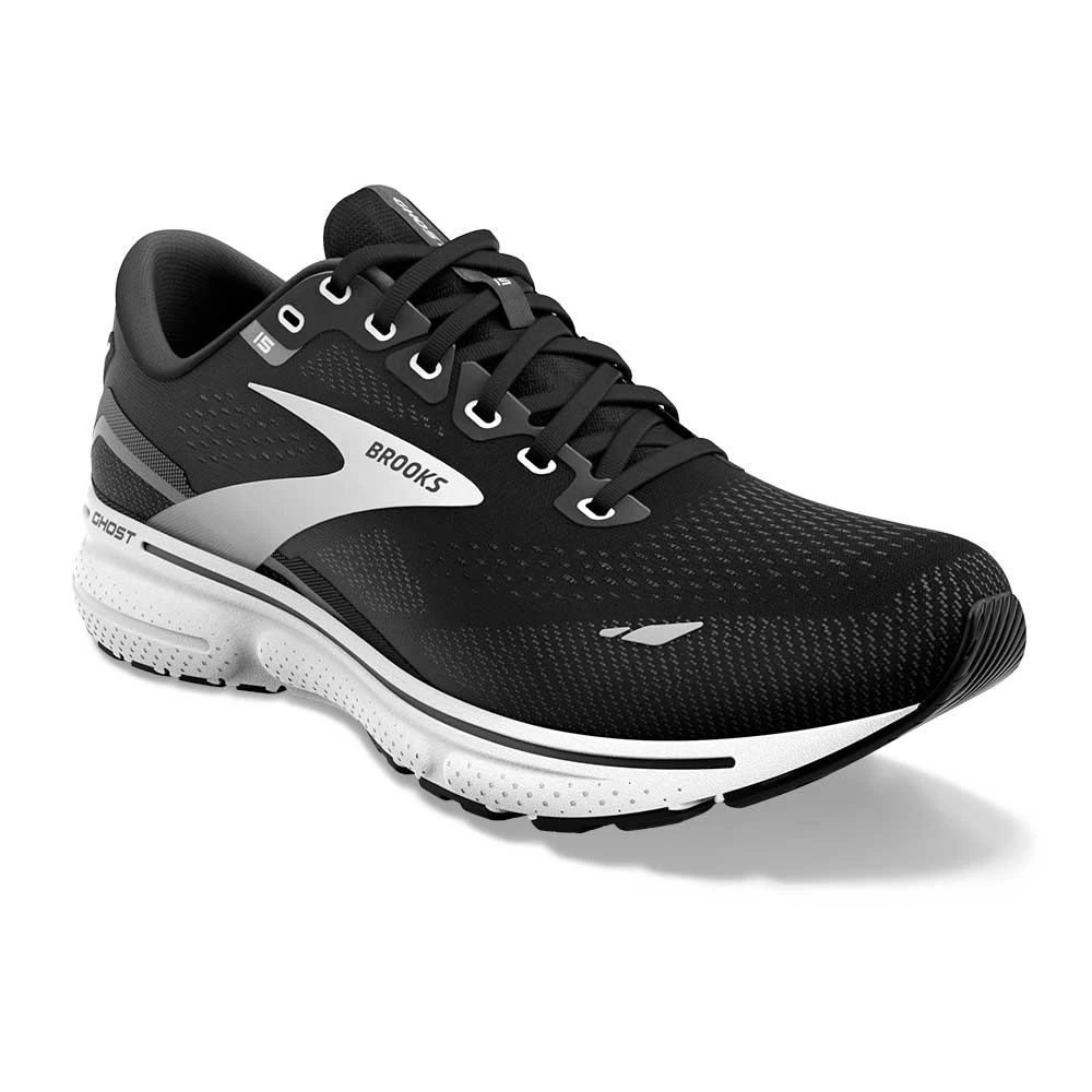 BROOKS Women's Ghost 15 Running Shoe - Black/Blackened Pearl/White- Wide (D) - Image 2