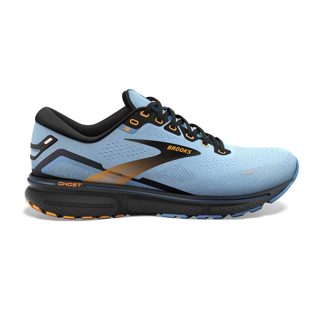 BROOKS Women's Ghost 15 Running Shoe- Light Blue/Black/Yellow - Regular (B)
