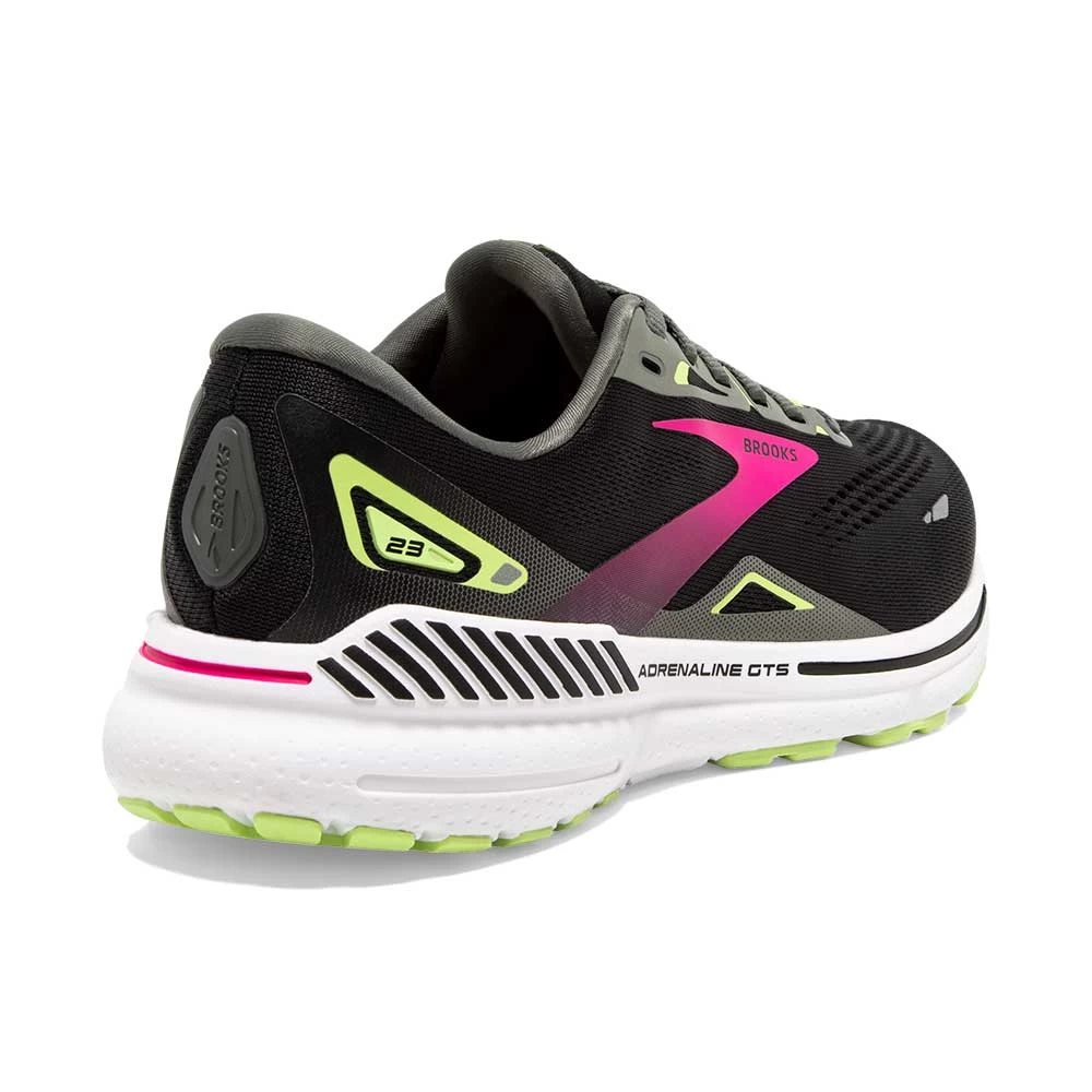 BROOKS Women's Adrenaline GTS 23 Running Shoe - Black/Gunmetal/Sharp Green- Narrow (2A) - Image 4