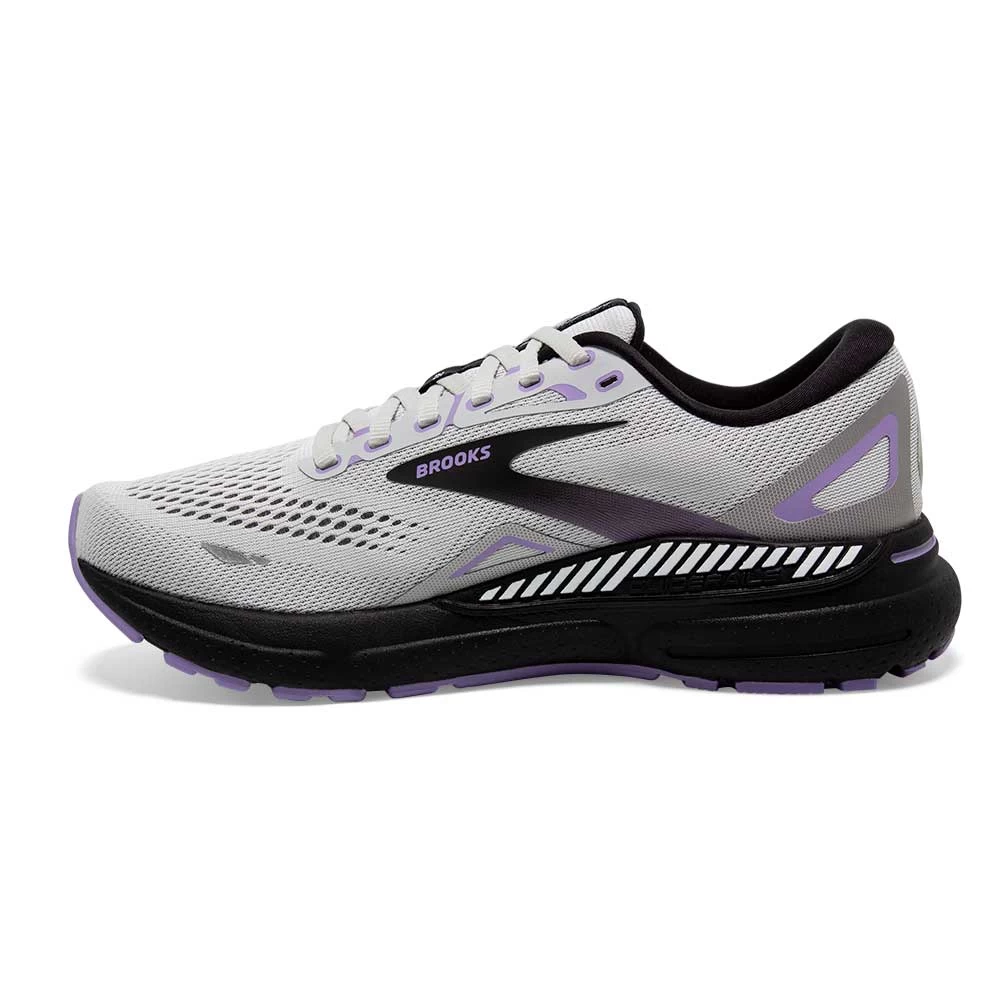 BROOKS Women's Adrenaline GTS 23 Running Shoe - Grey/Black/Purple- Wide (D) - Image 3