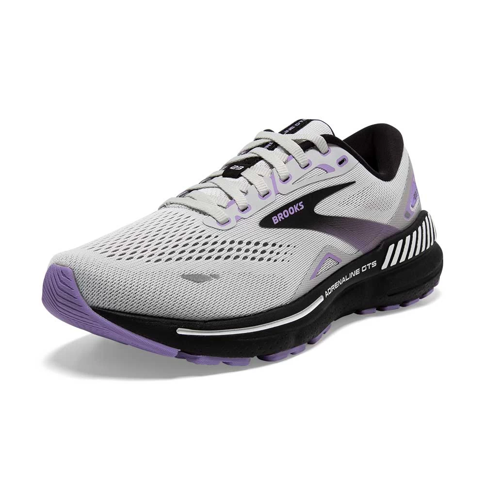BROOKS Women's Adrenaline GTS 23 Running Shoe - Grey/Black/Purple- Wide (D) - Image 4