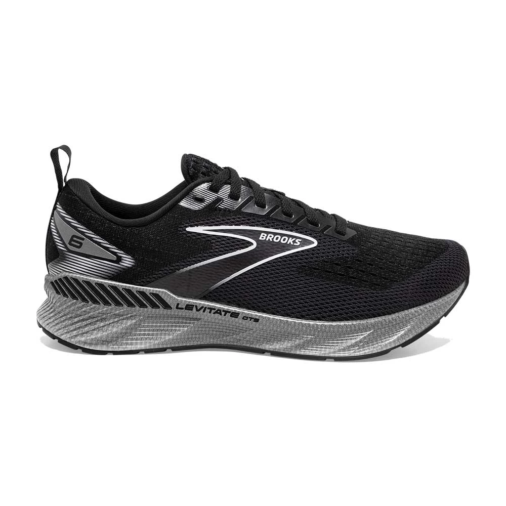 BROOKS Women's Levitate GTS 6 Running Shoe- Black/Ebony/White- Regular (B)