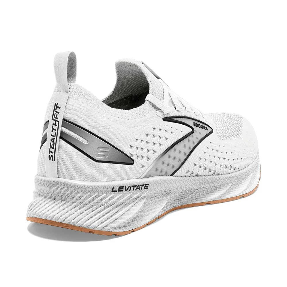 BROOKS Women's Levitate StealthFit 6 Running Shoe- White/Bran- Regular (B) - Image 5