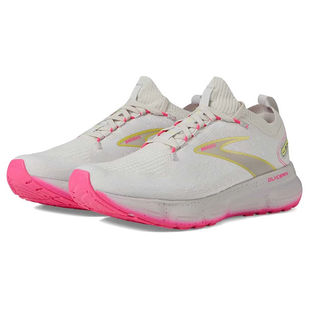 BROOKS Women's Glycerin StealthFit 20 Running Shoe - Grey/Yellow/Pink - Regular (B) - Image 3