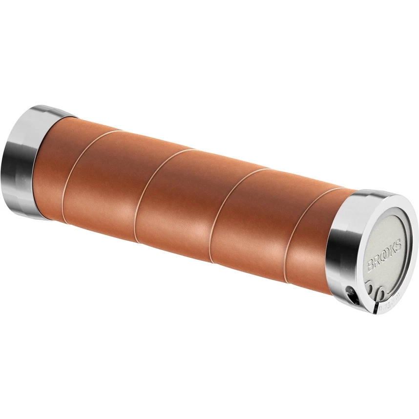 BROOKS ENGLAND Brooks Slender Leather Grips For Twist Shifter - 130/100mm - Dark Tan - Image 2